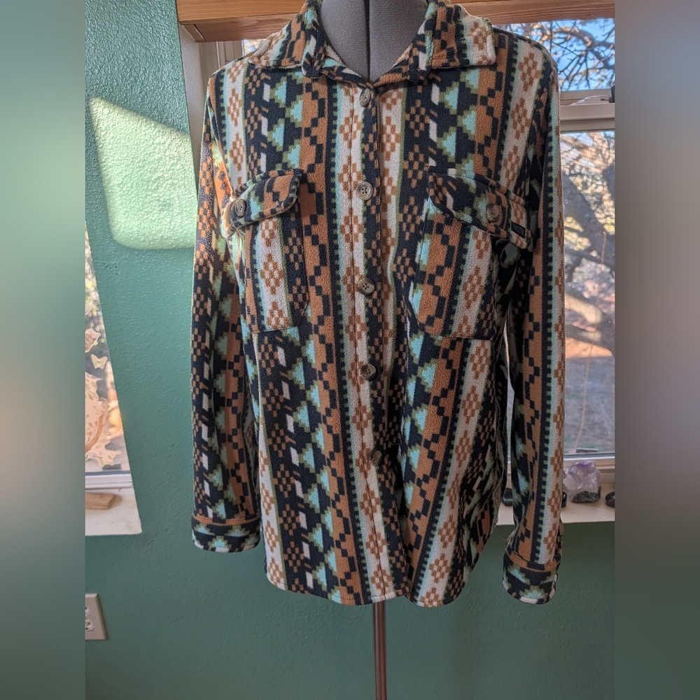 Billabong Geometric Utility Jacket in Black, Brown, and Cream